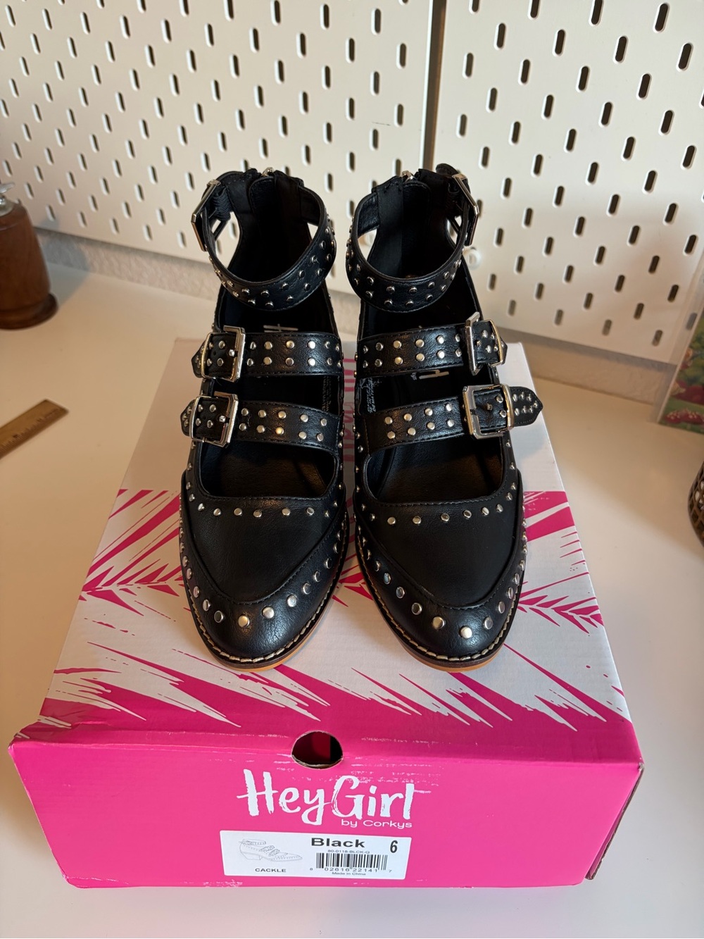 Women’s size 6 Black Studded Mary Jane Shoes by corkys